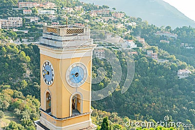 Aerial view of the historical Church of Our Lady of the Assumption of Eze Stock Photo