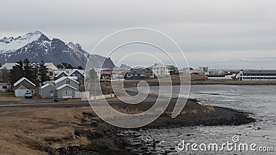 Aerial View of the Hofn city in southeastern Iceland Stock Photo