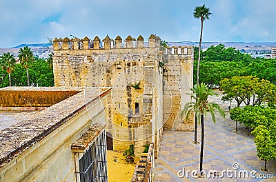 Aerial view of Homage Tower, Jerez, Spain Stock Photo