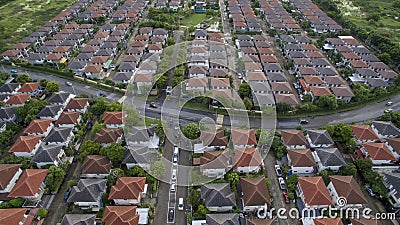 Aerial view of home village in bangkok thailand Stock Photo