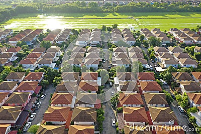 Aerial view of home village in bangkok thailand Stock Photo