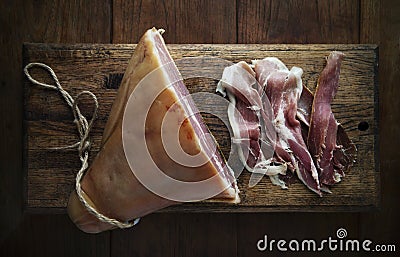 Aerial View of Homemade Dry-cured Ham Stock Photo