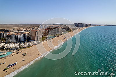 Aerial view of hotels on the sandy beach in Puerto Penasco, Sonora, Mexico Editorial Stock Photo