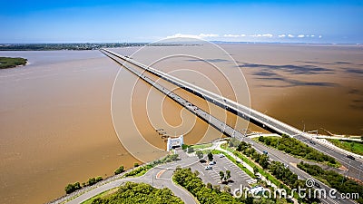 Aerial view of Houghton Highway Bridge from a drone. Queensland, Australia Stock Photo