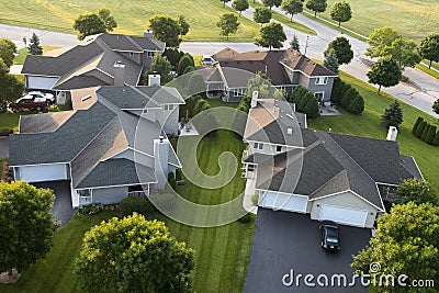 Aerial View Houses, Homes, Subdivision, Neighborhood Stock Photo