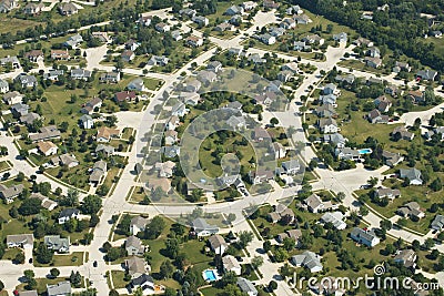 Aerial View of Houses, Homes, Suburb Stock Photo