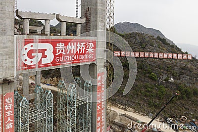 Aerial view of the Huajiang bridge in Guizhou, China Stock Photo