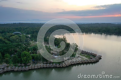 Aerial view Huay Tung Tao Lake in Chiangmai, Thailand. Stock Photo