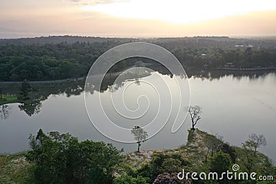 Aerial view Huay Tung Tao Lake in Chiangmai, Thailand. Stock Photo