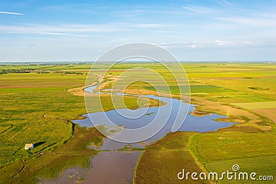 Koros-Maros National Park, Hungary. Famous sodic lake with lookout tower. Stock Photo