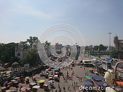 Aerial view of Hyderabad city and cityscapes captured from the historical & x27;charminar& x27;. Editorial Stock Photo