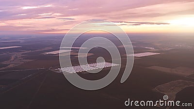 Aerial view of an industrial poultry farm, a lot of modern poultry rearing buildings Stock Photo