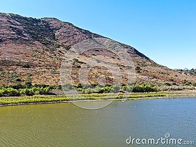 Aerial view of Inland Lake Hodges and Bernardo Mountain, San Diego County, California Stock Photo