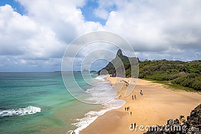 Aerial view of Inner Sea Mar de Dentro Beaches and Morro do Pico - Fernando de Noronha, Pernambuco, Brazil Editorial Stock Photo