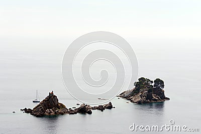 Aerial view islands in blue sea with copy space Stock Photo