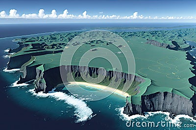 Aerial view Islands, coral reef and beach. Top travel tourist destination, best diving snorkeling, generative ai Stock Photo