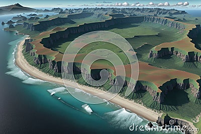 Aerial view Islands, coral reef and beach. Top travel tourist destination, best diving snorkeling, generative ai Stock Photo