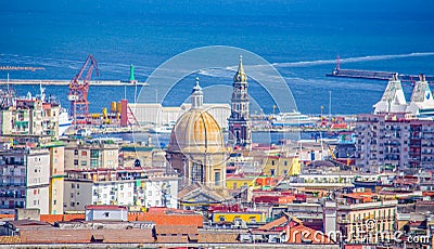 aerial view of italian city naples from the top of capodimonte hill....IMAGE Stock Photo