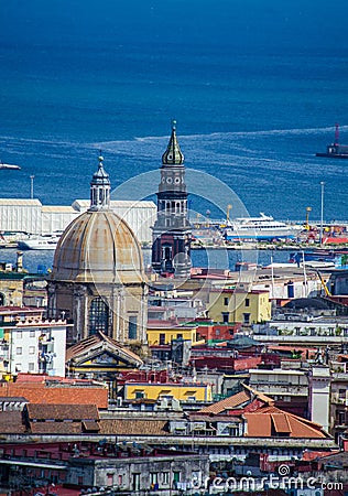 aerial view of italian city naples from the top of capodimonte hill....IMAGE Stock Photo