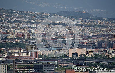 aerial view of italian city naples from the top of capodimonte hill....IMAGE Stock Photo