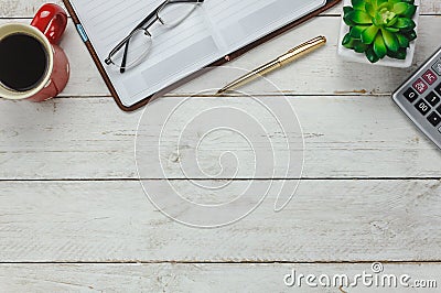 Aerial view items stationary of finances or accountant Stock Photo