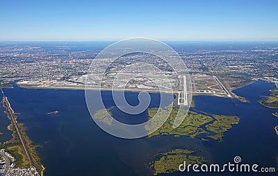 Aerial view of the John F. Kennedy International Airport (JFK) in New York Stock Photo