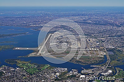 Aerial view of the John F. Kennedy International Airport (JFK) in New York Stock Photo