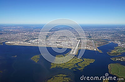 Aerial view of the John F. Kennedy International Airport (JFK) in New York Stock Photo