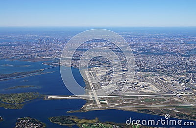 Aerial view of the John F. Kennedy International Airport (JFK) in New York Stock Photo