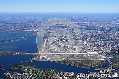 Aerial view of the John F. Kennedy International Airport (JFK) in New York Stock Photo