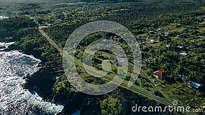 aerial view Kalapana Seaview Estates, big island, hawaii Stock Photo