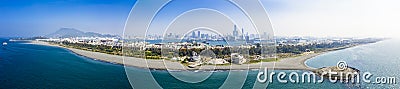 Aerial view of kaohsiung city harbor and cijin beach . Taiwan Stock Photo