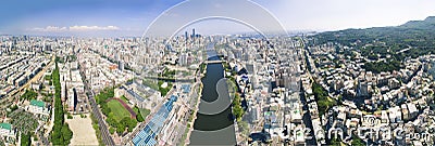 Aerial view of kaohsiung city and love river. taiwan Stock Photo