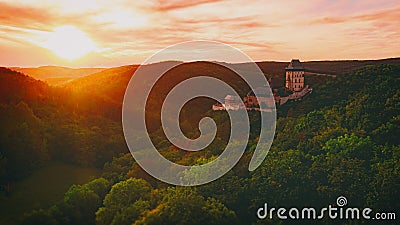 Karlstejn Castle At Sunset Stock Photo