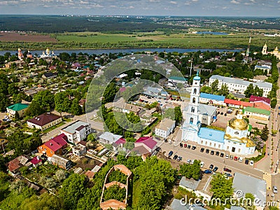 Aerial view of Kashira overlooking Vvedenskaya church Stock Photo