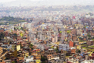 Aerial View of Kathmandu City, Nepal Stock Photo