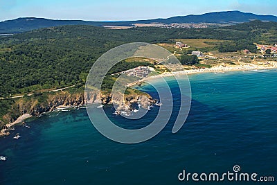 Aerial view of Kavatsite - sand dunes near town of Sozopol, Bulgaria Stock Photo