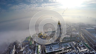 Aerial view Kiev-Pechersk Lavra in winter Stock Photo