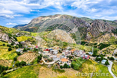 Kocahisar Village near Yeni Kale castle in Kahta, Turkey Stock Photo