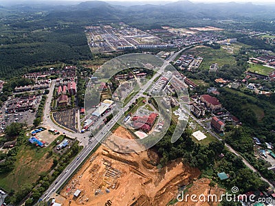 Aerial view of kuala krai gua musang highway located in kuala krai, kelantan, malaysia Stock Photo