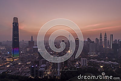 An aerial view of the Kuala Lumpur city from Kuala Lumpur Tower Stock Photo