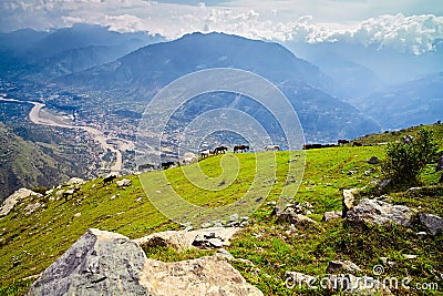 Aerial view of Kullu valley. Naggar, North India. Stock Photo