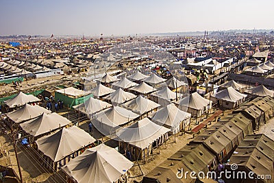 Aerial view of Kumbh Mela Festival in Allahabad, India Editorial Stock Photo