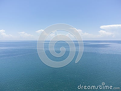 Aerial view of lake Issyk-Kul on a sunny day in Kyrgyzstan Stock Photo