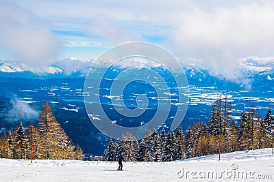 aerial view of the lake ossiach - ossiachersee from the gerlitzen mountain near villach, austria....IMAGE Stock Photo