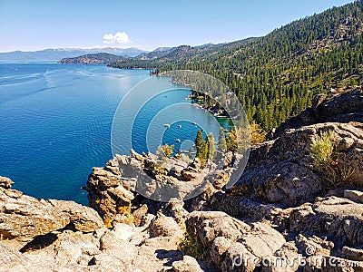 Aerial view of Lake Tahoe from Cave Rock State Park, Nevada Stock Photo
