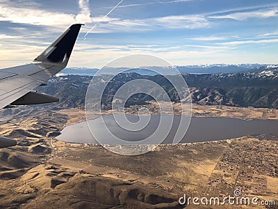 flying over Lake Washoe Stock Photo