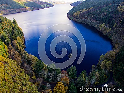 Aerial Lake Vyrnwy Stock Photo