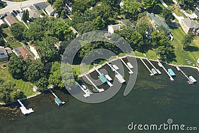 Aerial View Lakefront Waterfront Property Lake Living Water Stock Photo