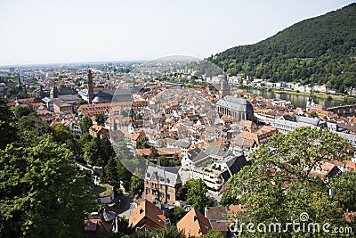 Aerial view landscape and cityscape of Heidelberg old town from Heidelberger Schloss in Germany Stock Photo